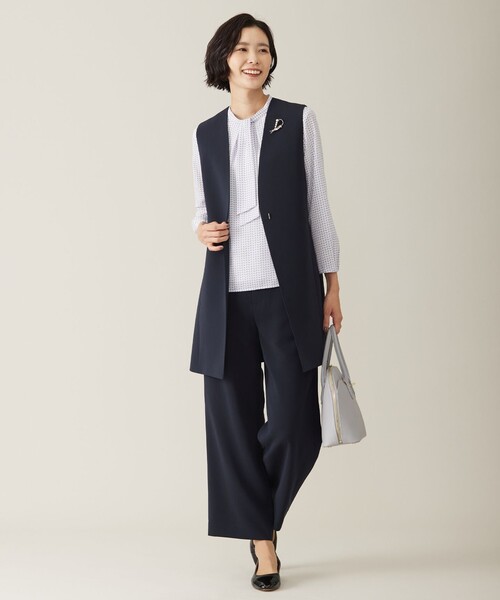 J.PRESS（ジェイプレス）の「幾何プリント ボウタイ カットソー（Tシャツ/カットソー・レディース・ふじ色系5/ネイビー系5・MEDIUM/LARGE）」の7枚目の写真