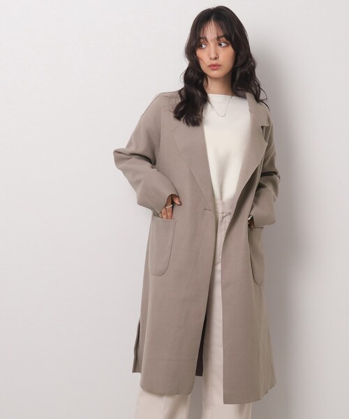 DRESKIP（ドレスキップ）の「◆季節の変わり目にも活躍！大人上品に着られる ベルト付き着流しテーラードコート（チェスターコート・レディース・ナチュラル/ブラック/サンドベージュ・02/03）」の16枚目の写真