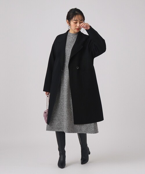 DRESKIP（ドレスキップ）の「◆季節の変わり目にも活躍！大人上品に着られる ベルト付き着流しテーラードコート（チェスターコート・レディース・ナチュラル/ブラック/サンドベージュ・02/03）」の18枚目の写真