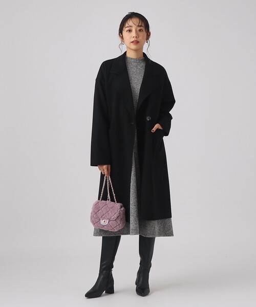 DRESKIP（ドレスキップ）の「◆季節の変わり目にも活躍！大人上品に着られる ベルト付き着流しテーラードコート（チェスターコート・レディース・ナチュラル/ブラック/サンドベージュ・02/03）」の19枚目の写真