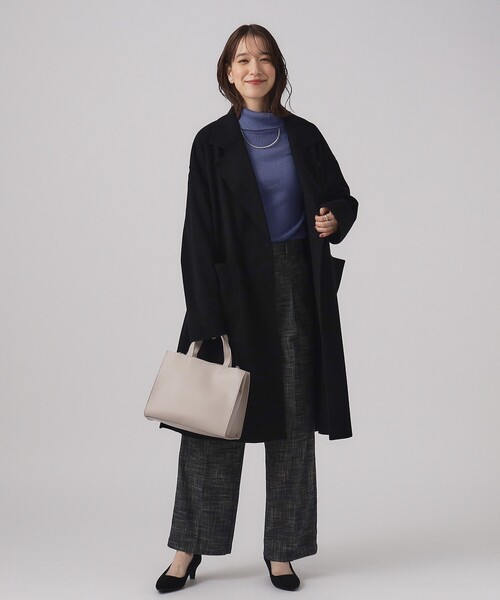 DRESKIP（ドレスキップ）の「◆季節の変わり目にも活躍！大人上品に着られる ベルト付き着流しテーラードコート（チェスターコート・レディース・ナチュラル/ブラック/サンドベージュ・02/03）」の21枚目の写真