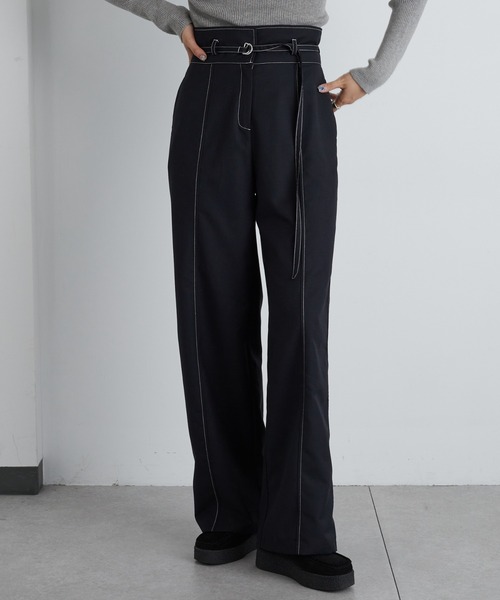 COLONY 2139(コロニートゥーワンスリーナイン)の「TRツイル配色ステッチハイウエストベルト付きパンツ(その他パンツ・レディース・グレー/ブラック・SMALL/TL/MEDIUM/TM/LARGE)」の2枚目の写真