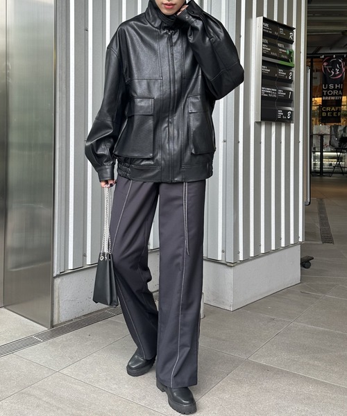 COLONY 2139(コロニートゥーワンスリーナイン)の「TRツイル配色ステッチハイウエストベルト付きパンツ(その他パンツ・レディース・グレー/ブラック・SMALL/TL/MEDIUM/TM/LARGE)」の6枚目の写真