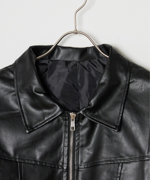 Chick（チック）の「▲フェイクレザーボンバージャケット（ブルゾン・レディース・ブラック/ブラウン・FREE）」の16枚目の写真