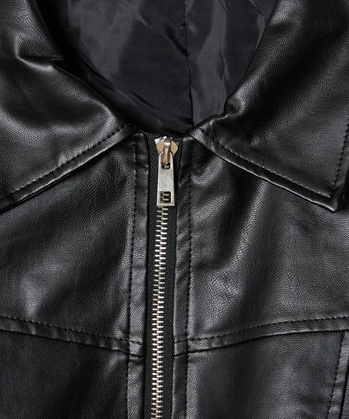 Chick（チック）の「▲フェイクレザーボンバージャケット（ブルゾン・レディース・ブラック/ブラウン・FREE）」の17枚目の写真