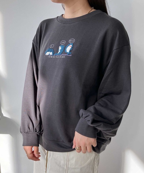 AS KNOW AS plus（アズノゥアズプラス）の「☆3匹ぽこアニマルプルオーバー（スウェット・レディース・アイボリー/スミクロ/ミント/ブルー/グレー系/アイボリー系/ブラック系/ブルー系/アイボリー系2/ブルー系2/ブラック系2/グレー系2/アイボリー系3/ダークグリーン系3/ブラック系3/ブルー系3/ベージュ系4/ブラック系4/アイボリー系4/ブルー系4・FREE）」の4枚目の写真