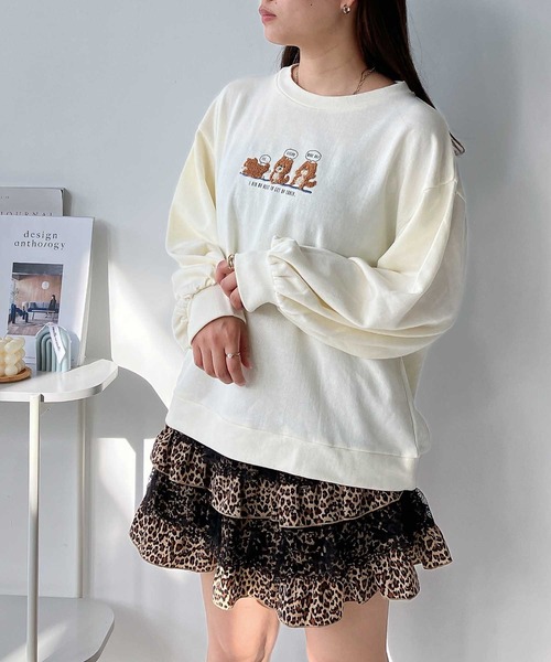 AS KNOW AS plus（アズノゥアズプラス）の「☆3匹ぽこアニマルプルオーバー（スウェット・レディース・アイボリー/スミクロ/ミント/ブルー/グレー系/アイボリー系/ブラック系/ブルー系/アイボリー系2/ブルー系2/ブラック系2/グレー系2/アイボリー系3/ダークグリーン系3/ブラック系3/ブルー系3/ベージュ系4/ブラック系4/アイボリー系4/ブルー系4・FREE）」の11枚目の写真