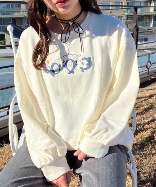 AS KNOW AS plus（アズノゥアズプラス）の「☆3匹ぽこアニマルプルオーバー（スウェット・レディース・アイボリー/スミクロ/ミント/ブルー/グレー系/アイボリー系/ブラック系/ブルー系/アイボリー系2/ブルー系2/ブラック系2/グレー系2/アイボリー系3/ダークグリーン系3/ブラック系3/ブルー系3/ベージュ系4/ブラック系4/アイボリー系4/ブルー系4・FREE）」の12枚目の写真