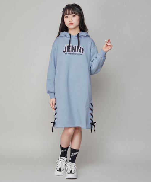 SISTER JENNI(SISTER JENNI)の「裏起毛すそレースアップパーカーワンピ(ワンピース・キッズ・ブラック/サックスブルー・140cm/130cm/150cm/160cm)」の8枚目の写真