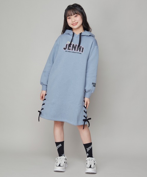 SISTER JENNI(SISTER JENNI)の「裏起毛すそレースアップパーカーワンピ(ワンピース・キッズ・ブラック/サックスブルー・140cm/130cm/150cm/160cm)」の9枚目の写真