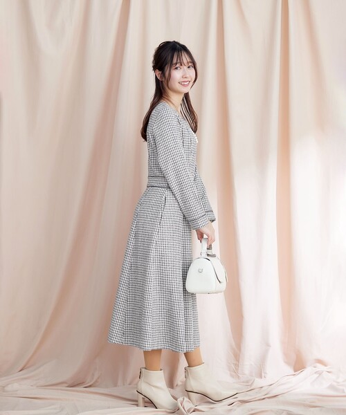 洗える】ツイード配色フレアワンピース（ワンピース）｜Tiaclasse