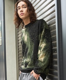 Buyer's Select/綿タッチWジャガード アブストラクト柄長袖クルーネックニット