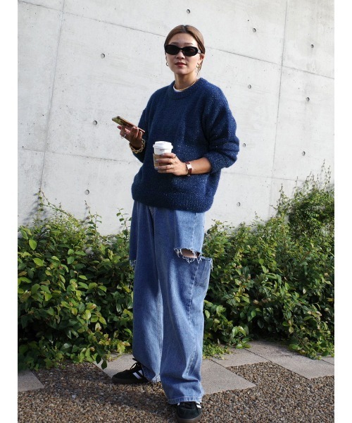 ニット セーター 「hideka select」ラメフェザープルオーバー / ラメニット フェザーニット シャギーニット レディース hideka select》ラメフェザープルオーバー / ラメニット