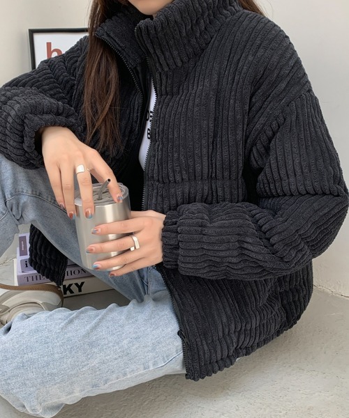ABITOKYO（アビトーキョー）の「スタンドカラーコーデュロイ中綿ブルゾン（その他アウター・レディース・ブラウン/ホワイト/ブラック・FREE）」の8枚目の写真
