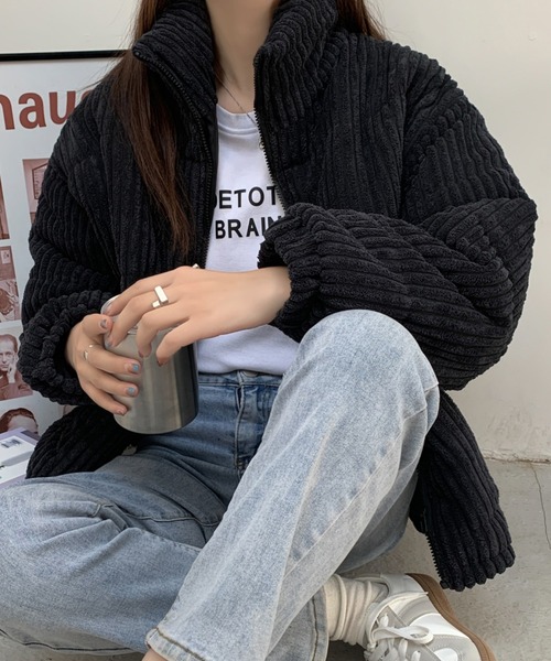 ABITOKYO（アビトーキョー）の「スタンドカラーコーデュロイ中綿ブルゾン（その他アウター・レディース・ブラウン/ホワイト/ブラック・FREE）」の9枚目の写真