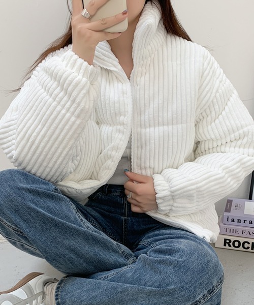 ABITOKYO（アビトーキョー）の「スタンドカラーコーデュロイ中綿ブルゾン（その他アウター・レディース・ブラウン/ホワイト/ブラック・FREE）」の14枚目の写真
