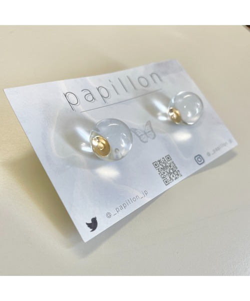 tone（トーン）の「【papillon】クリアボールピアス (MA)（ピアス（両耳用）・レディース・ゴールド・FREE）」の2枚目の写真