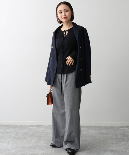 SLOBE IENA(スローブイエナ)の「ネックリボン2WAY ロンTEE(Tシャツ/カットソー・レディース・ブラック/ベージュ・FREE)」の3枚目の写真