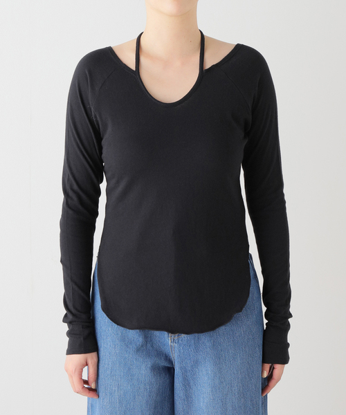 SLOBE IENA(スローブイエナ)の「ネックリボン2WAY ロンTEE(Tシャツ/カットソー・レディース・ブラック/ベージュ・FREE)」の13枚目の写真