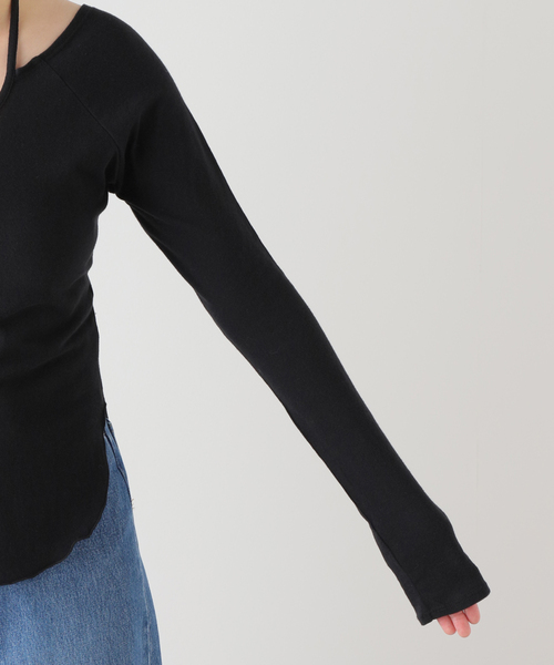 SLOBE IENA(スローブイエナ)の「ネックリボン2WAY ロンTEE(Tシャツ/カットソー・レディース・ブラック/ベージュ・FREE)」の19枚目の写真