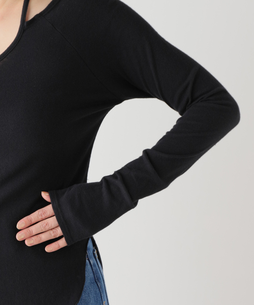 SLOBE IENA(スローブイエナ)の「ネックリボン2WAY ロンTEE(Tシャツ/カットソー・レディース・ブラック/ベージュ・FREE)」の20枚目の写真