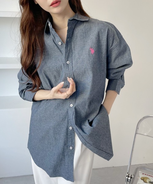 U.S. POLO ASSN.（ユーエスポロアッスン）の「U.S. POLO ASSN.　レギュラーカラーシャツ（シャツ/ブラウス・レディース・インディゴブルー/ネイビー/ホワイト/ホワイト×ネイビー/ブルー系その他・L/M）」の16枚目の写真