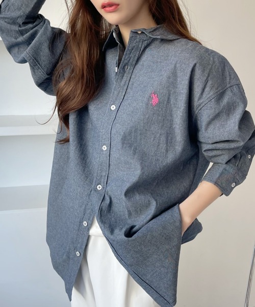 U.S. POLO ASSN.（ユーエスポロアッスン）の「U.S. POLO ASSN.　レギュラーカラーシャツ（シャツ/ブラウス・レディース・インディゴブルー/ネイビー/ホワイト/ホワイト×ネイビー/ブルー系その他・L/M）」の17枚目の写真