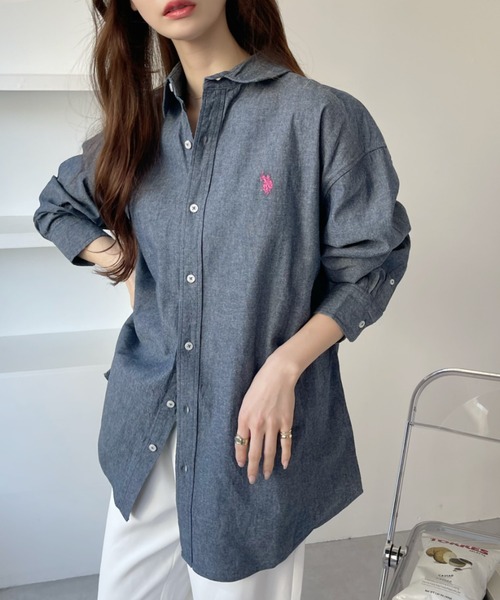 U.S. POLO ASSN.（ユーエスポロアッスン）の「U.S. POLO ASSN.　レギュラーカラーシャツ（シャツ/ブラウス・レディース・インディゴブルー/ネイビー/ホワイト/ホワイト×ネイビー/ブルー系その他・L/M）」の18枚目の写真