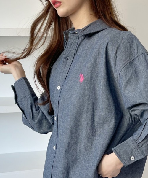 U.S. POLO ASSN.（ユーエスポロアッスン）の「U.S. POLO ASSN.　レギュラーカラーシャツ（シャツ/ブラウス・レディース・インディゴブルー/ネイビー/ホワイト/ホワイト×ネイビー/ブルー系その他・L/M）」の20枚目の写真
