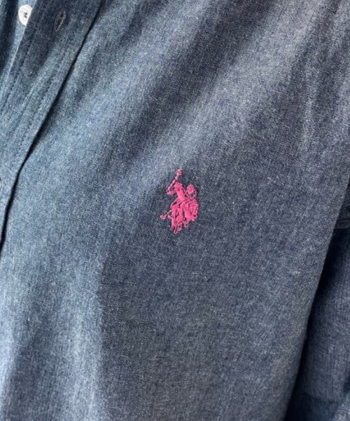 U.S. POLO ASSN.（ユーエスポロアッスン）の「U.S. POLO ASSN.　レギュラーカラーシャツ（シャツ/ブラウス・レディース・インディゴブルー/ネイビー/ホワイト/ホワイト×ネイビー/ブルー系その他・L/M）」の7枚目の写真