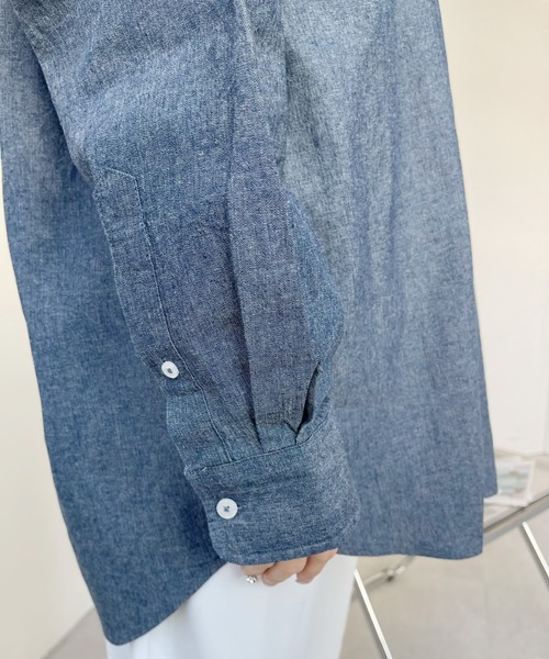 U.S. POLO ASSN.（ユーエスポロアッスン）の「U.S. POLO ASSN.　レギュラーカラーシャツ（シャツ/ブラウス・レディース・インディゴブルー/ネイビー/ホワイト/ホワイト×ネイビー/ブルー系その他・L/M）」の8枚目の写真