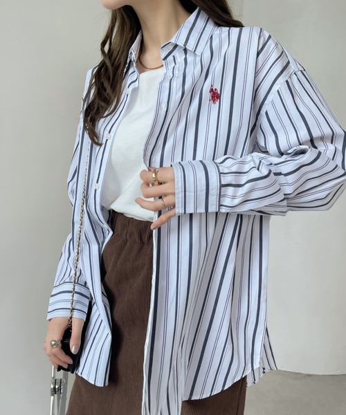 U.S. POLO ASSN.（ユーエスポロアッスン）の「U.S. POLO ASSN.　レギュラーカラーシャツ（シャツ/ブラウス・レディース・インディゴブルー/ネイビー/ホワイト/ホワイト×ネイビー/ブルー系その他・L/M）」の21枚目の写真