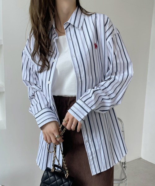 U.S. POLO ASSN.（ユーエスポロアッスン）の「U.S. POLO ASSN.　レギュラーカラーシャツ（シャツ/ブラウス・レディース・インディゴブルー/ネイビー/ホワイト/ホワイト×ネイビー/ブルー系その他・L/M）」の14枚目の写真