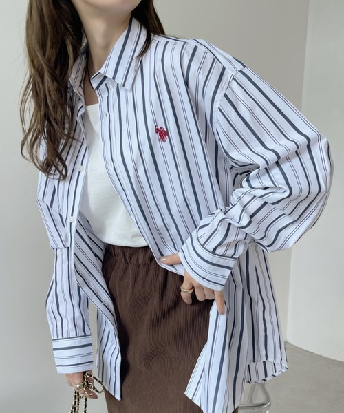 U.S. POLO ASSN.（ユーエスポロアッスン）の「U.S. POLO ASSN.　レギュラーカラーシャツ（シャツ/ブラウス・レディース・インディゴブルー/ネイビー/ホワイト/ホワイト×ネイビー/ブルー系その他・L/M）」の15枚目の写真