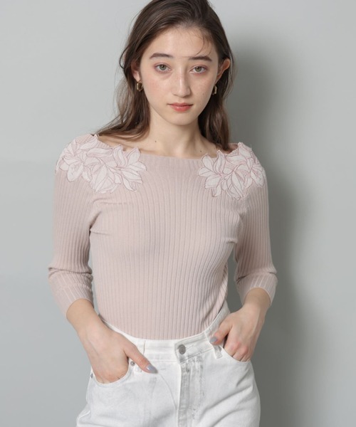 肩開きリボンエンブロイダリーニット STYLEMIXER（スタイルミキサー）の「エンブロイダリーニット