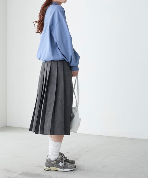 BONLECILL(ボンルシール)の「ハーフジップロゴ刺繍丸襟プルオーバー(Tシャツ/カットソー・レディース・ブルー/レッド/オートミール/チャコールグレー・FREE)」の8枚目の写真