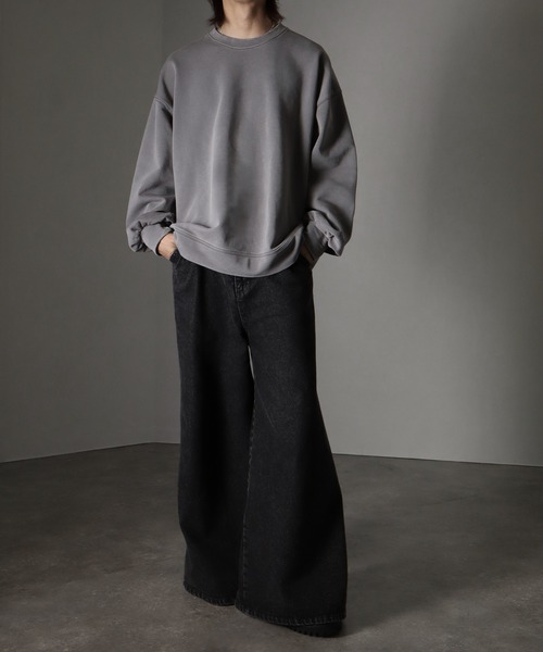 【welise/ウェライズ】ヘビーウェイトコットン/ケミカルオーバーダイ クルーネックスウェット（スウェット）｜welise（ウェライズ）