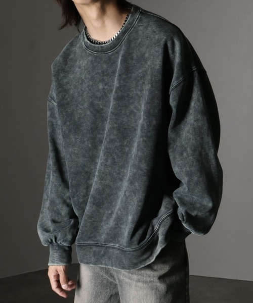 【welise/ウェライズ】ヘビーウェイトコットン/ケミカルオーバーダイ クルーネックスウェット（スウェット）｜welise（ウェライズ）