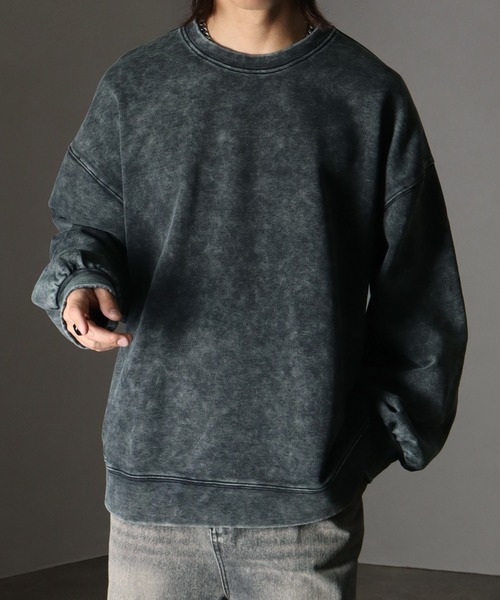 【welise/ウェライズ】ヘビーウェイトコットン/ケミカルオーバーダイ クルーネックスウェット（スウェット）｜welise（ウェライズ）