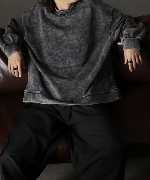 【welise/ウェライズ】ヘビーウェイトコットン/ケミカルオーバーダイ クルーネックスウェット（スウェット）｜welise（ウェライズ）