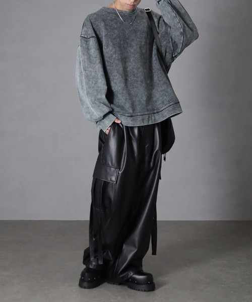 welise（ウェライズ）の「【welise/ウェライズ】ハイクオリティーコットン/ケミカルオーバーダイ クルーネックスウェット（スウェット・メンズ・ブラック/ブラウン/グレー/ワイン/ライトグレー/ブルー系その他/ブラック系その他・L/S/M）」の17枚目の写真