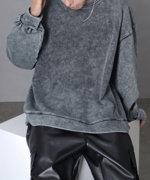 welise（ウェライズ）の「【welise/ウェライズ】ハイクオリティーコットン/ケミカルオーバーダイ クルーネックスウェット（スウェット・メンズ・ブラック/ブラウン/グレー/ワイン/ライトグレー/ブルー系その他/ブラック系その他・L/S/M）」の13枚目の写真