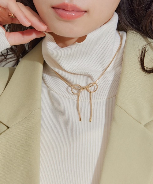VIS（ビス）の「チェーンリボンネックレス（ネックレス・レディース・シルバー/ゴールド・FREE）」の2枚目の写真