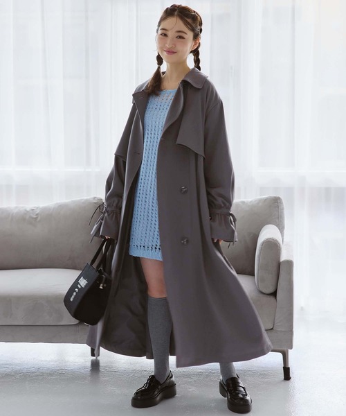 one after another NICE CLAUP（ワンアフターアナザーナイスクラップ）の「メッシュニットワンピース（ワンピース・レディース・アイボリー/チャコールグレー/ブルー/ライトグレー・FREE）」の17枚目の写真