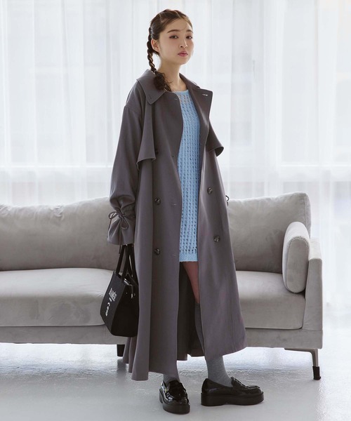 one after another NICE CLAUP（ワンアフターアナザーナイスクラップ）の「メッシュニットワンピース（ワンピース・レディース・アイボリー/チャコールグレー/ブルー/ライトグレー・FREE）」の16枚目の写真