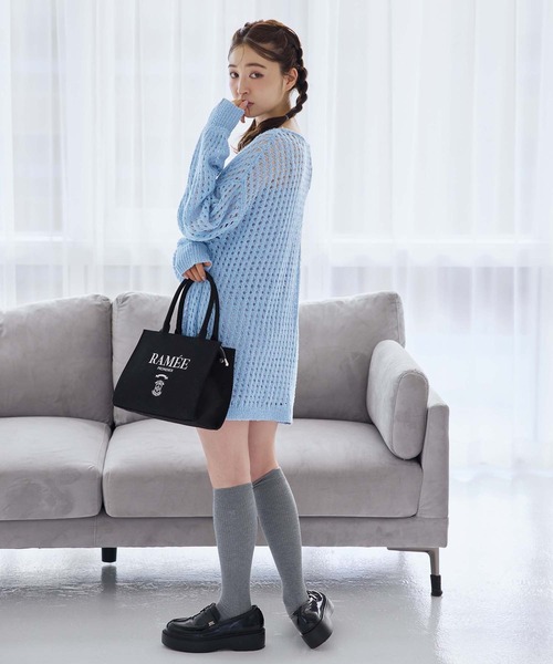 one after another NICE CLAUP（ワンアフターアナザーナイスクラップ）の「メッシュニットワンピース（ワンピース・レディース・アイボリー/チャコールグレー/ブルー/ライトグレー・FREE）」の19枚目の写真