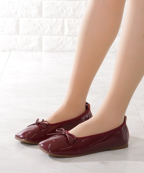 Lace Ladies（レースレディース）の「スクエアトゥ リボン付き フラット バレエ パンプス（バレエシューズ・レディース・ブラウン/レッド/ブラック/アイボリー・22.5/23/23.5/24/24.5/ 25）」の13枚目の写真