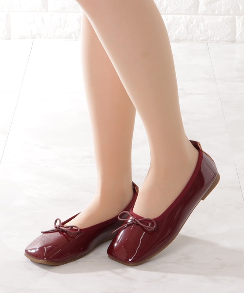 Lace Ladies（レースレディース）の「スクエアトゥ リボン付き フラット バレエ パンプス（バレエシューズ・レディース・ブラウン/レッド/ブラック/アイボリー・22.5/23/23.5/24/24.5/ 25）」の14枚目の写真