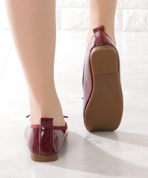 Lace Ladies（レースレディース）の「スクエアトゥ リボン付き フラット バレエ パンプス（バレエシューズ・レディース・ブラウン/レッド/ブラック/アイボリー・22.5/23/23.5/24/24.5/ 25）」の16枚目の写真