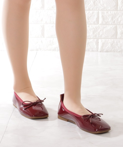 Lace Ladies（レースレディース）の「スクエアトゥ リボン付き フラット バレエ パンプス（バレエシューズ・レディース・ブラウン/レッド/ブラック/アイボリー・22.5/23/23.5/24/24.5/ 25）」の19枚目の写真